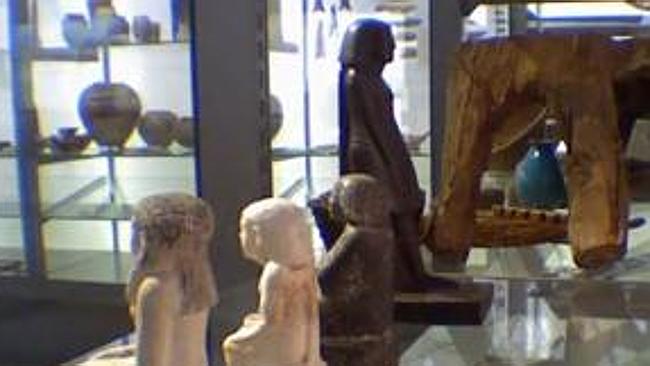 The statue can be seen facing the wrong way in a clip from Manchester Museum's time lapse video. Source: news.com.au