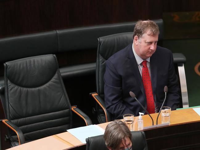 John Tucker Independent member for Lyons. Lara Alexander Independent member for Bass absent from question time. Question time in the Tasmanian parliament. Picture: Nikki Davis-Jones