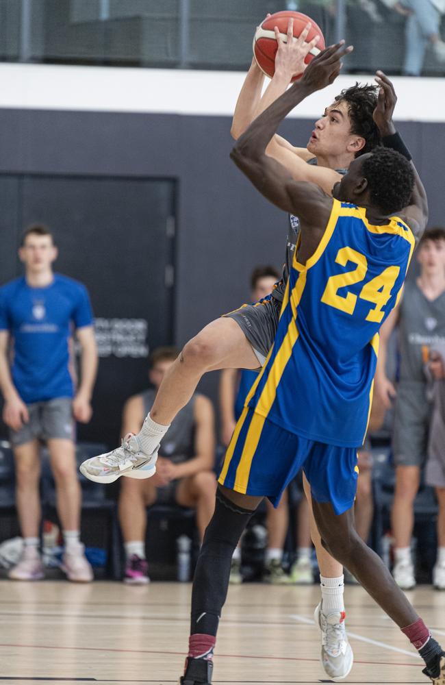 Andrew Watene of Churchie 1st V against Toowoomba Grammar School 1st V in Round 4 GPS basketball at Toowoomba Grammar School, Saturday, August 3, 2024. Picture: Kevin Farmer