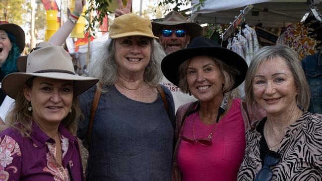 Fiona McQueen, Gaile Van Dommele, Kayleen Venring, Jill Gideona from Ballina and the Gold Coast at the 2023 Gympie Music Muster. August 24, 2023. Picture: Christine Schindler