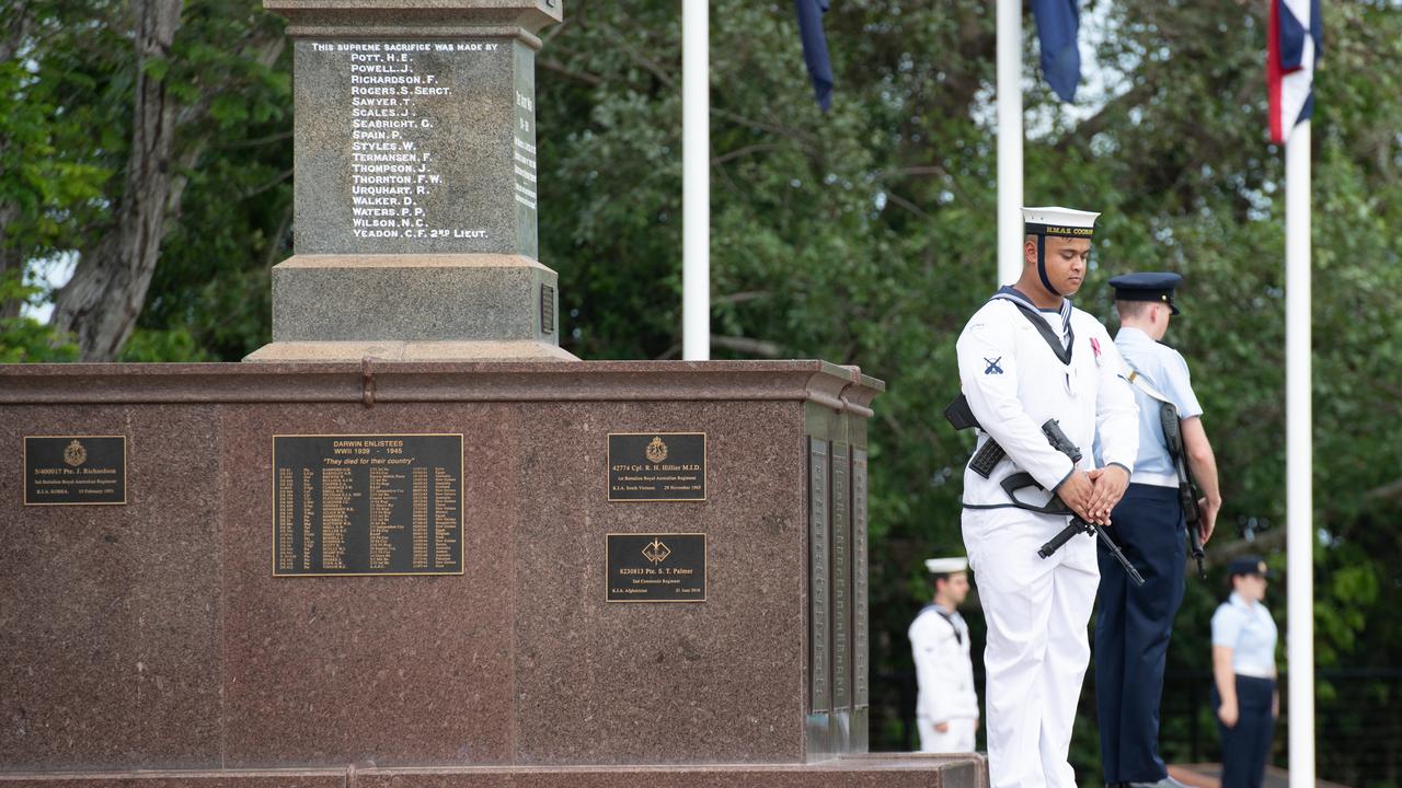 AB NICHOLS at the Catafalque party launched the service at the Darwin Cenotaph.Picture: Pema Tamang Pakhrin