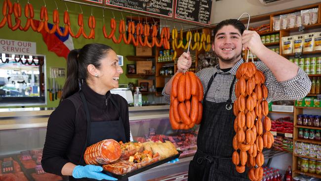 Sylvia Garcia and her son Nicolas Garcia, at their shop, Theo's Cecinas and Butchery, in Fairfield. Picture: Justin Lloyd