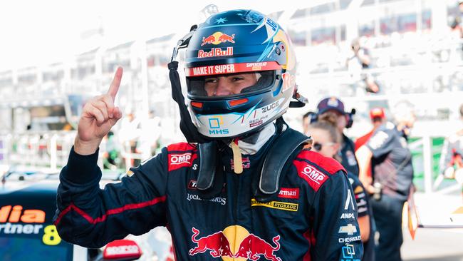 Broc Feeney celebrates his thrilling win. Picture: Daniel Kalisz/Getty Images