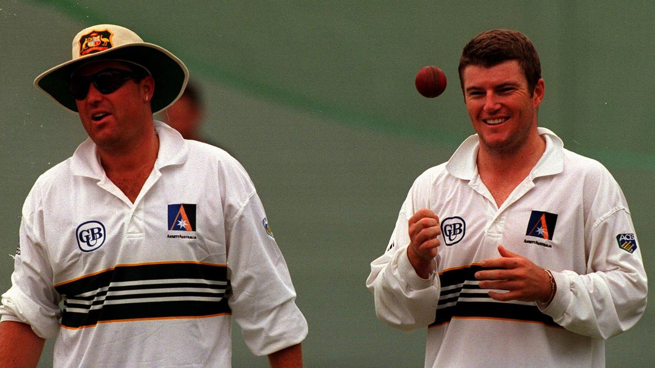 Shane Warne and fellow leg-spinner Stuart MacGill in 1999.