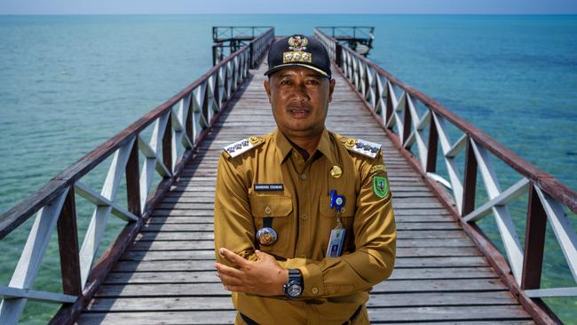 Bambang Erawan, head of the subdistrict of Pulau Laut, at a dock on Sekatung Island near Pulau Laut, Natuna Regency, Riau Islands, Indonesia. Picture: Jiro Ose