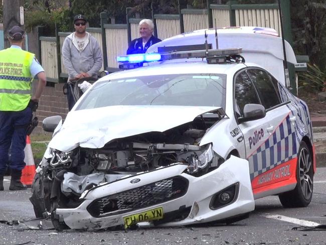 The police car after the collision. Picture: TNV