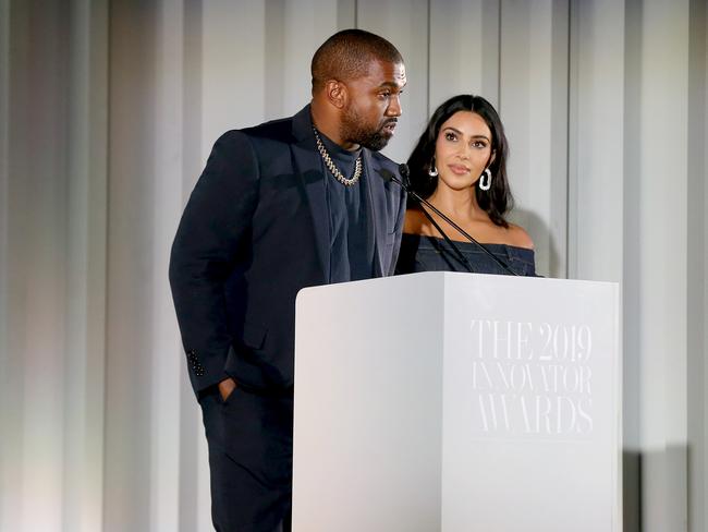 Kim Kardashian is said to be unhappy with her husband over comments he made during a rally in the US. Picture: Getty Images