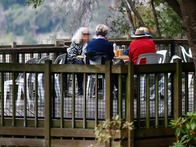 Diners eating lunch at a table at the Gorge kiosk. Picture: SUPPLIED