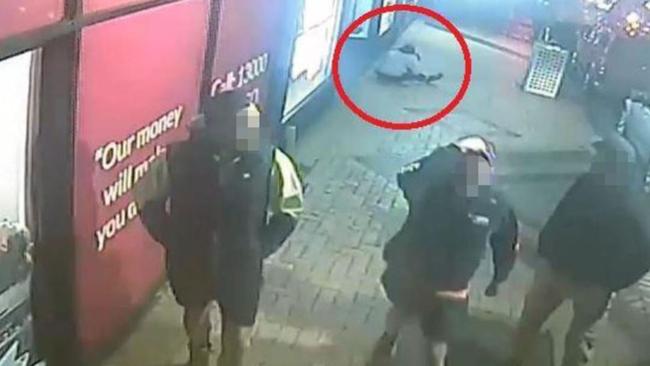 A man lies on the ground after being assaulted in the Frankston CBD. Picture: Victoria Police.