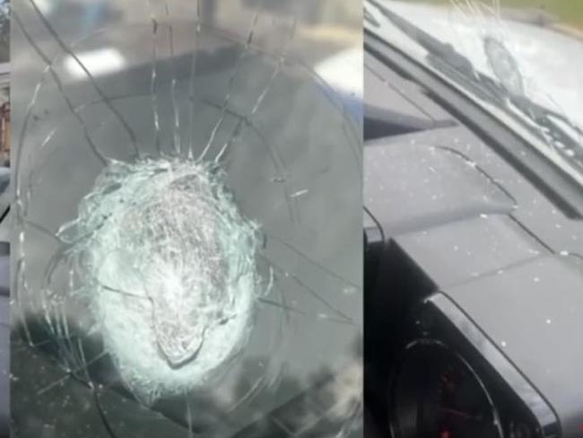 Rock-throwing incident at Fernvale. Photos: 7 News