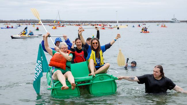 The Rising Tide Peoples Blockade of the port of Newcastle in 2023. Picture by Max Mason-Hubers