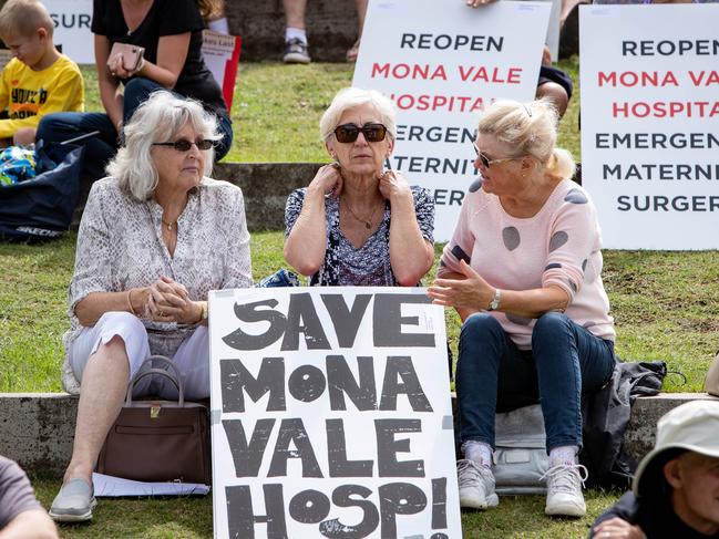 Supporters of the campaign to keep an emergency department and retain the buildings at Mona Vale Hospital pictured on March 16. Picture: Julian Andrews.