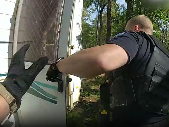 Three charged after violent attack in Far North Queensland; Body-cam footage captures dramatic caravan raid. Picture: QPS