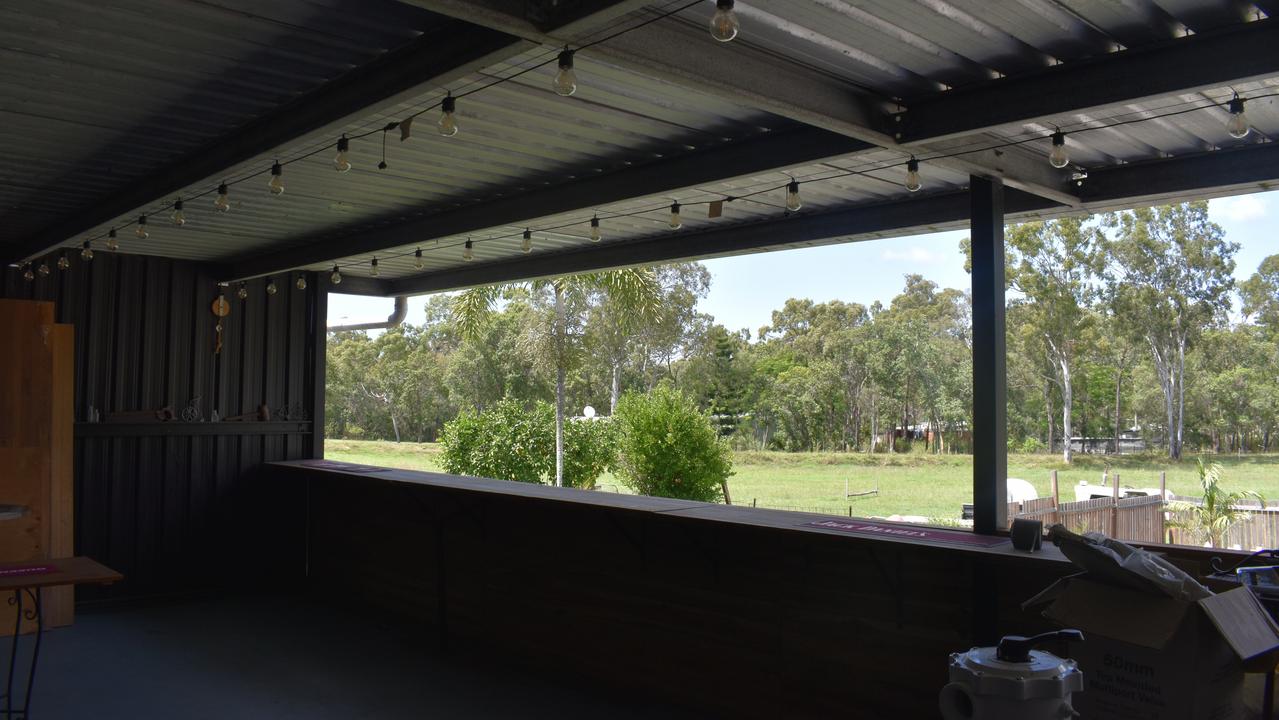 The bar area under renovations.