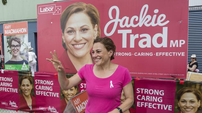 Queensland Deputy Premier Jackie Trad, at a voting station at West End State School. AAP Image/Glenn Hunt