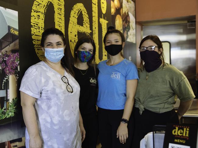 Denise Leppo, 47, a general manager at a restaurant, with other employees in downtown Scranton ahead of a visit to the area by President Donald Trump. Picture: Angus Mordant for News Corp Australia