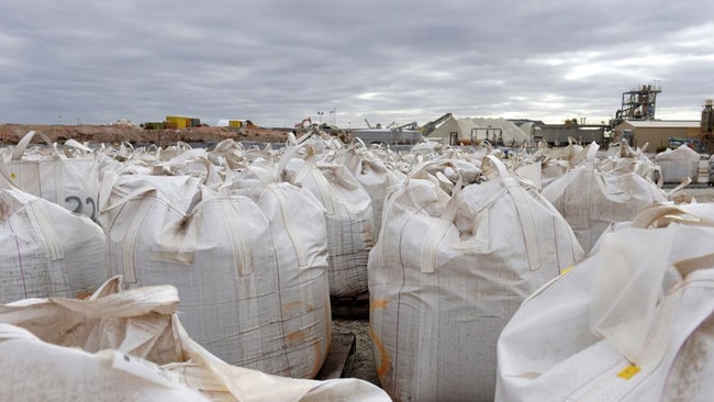 Bags of lithium concentrate at the Bald Hill lithium mine site. Picture: Bloomberg