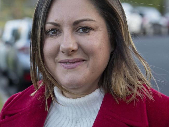 Labor candidate Kristy McBain at the 2020 Eden-Monaro by-election voting day at Merimbula Public School, New South Wales. Picture by Sean Davey.