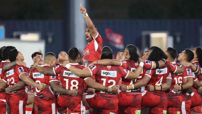 Tonga’s World Cup squad have hit a hurdle in the preparations for the tournament. Picture: Mchael Bradley/AFP