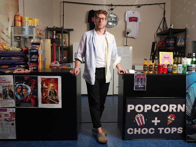 Graziano Di Martino owner of Rewind Cinema in the store area of the cinema.  The store area at Rewind Cinema in New Town was broken into with important film memorabilia along with camera equipment stolen.  Picture: Nikki Davis-Jones