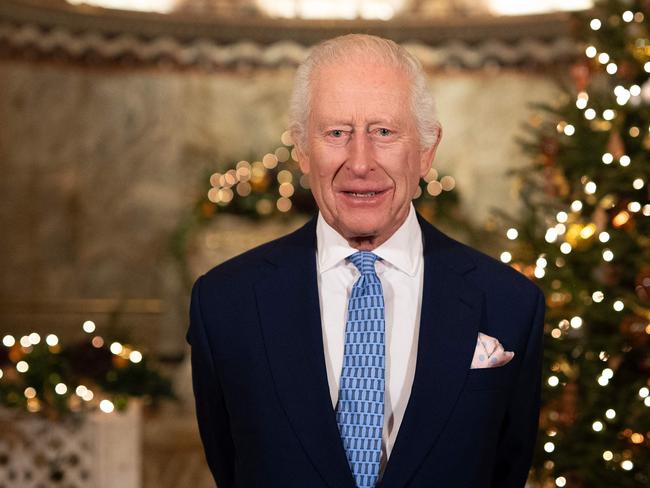 Britain's King Charles III smiles during the recording of his Christmas message at the Fitzrovia Chapel in central London on December 11, 2024. This year marks the first time the Sovereign's Christmas message has been filmed outside a Royal residence since 2006, when it was filmed at Southwark Cathedral. (Photo by Aaron Chown / POOL / AFP)