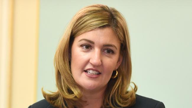 Minister for Communities, Women and Youth, Minister for Child Safety and Minister for the Prevention of Domestic and Family Violence, Shannon Fentiman is seen speaking during Question Time at Parliament House in Brisbane, Wednesday, March 21, 2018.  (AAP Image/Dave Hunt) NO ARCHIVING