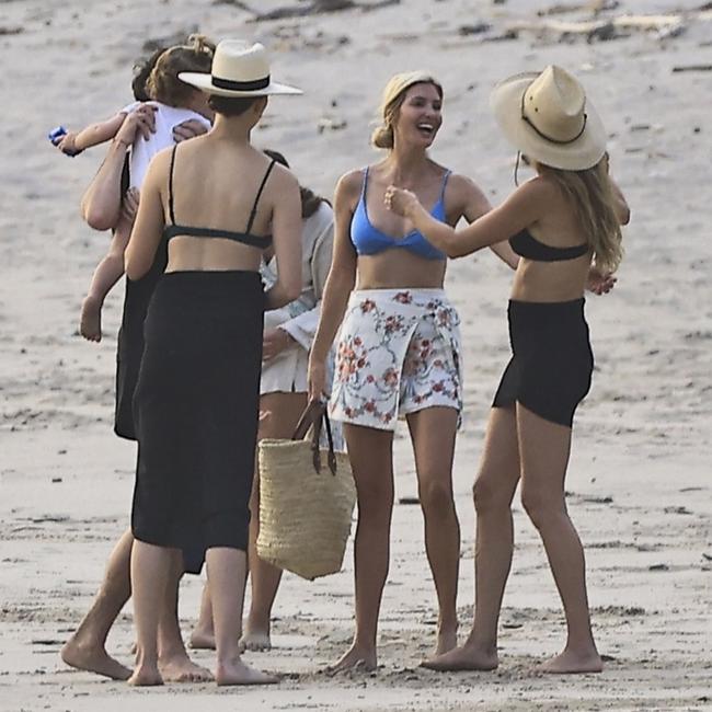 The famous trio enjoyed the sunset with their families and friends. Picture: BACKGRID