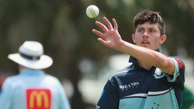 Callum Barton of Sutherland prepares to bowl.