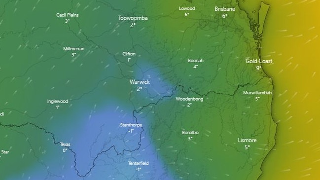 Queensland is bracing for another week of freezing temperatures. Picture: Windy