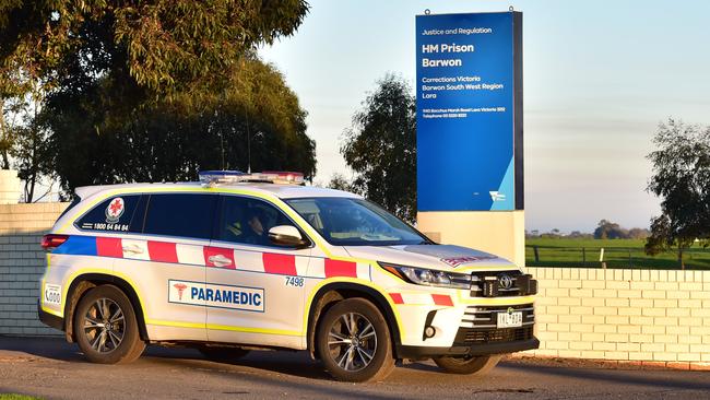 Paramedics have been called to Barwon Prison. Picture: Stephen Harman