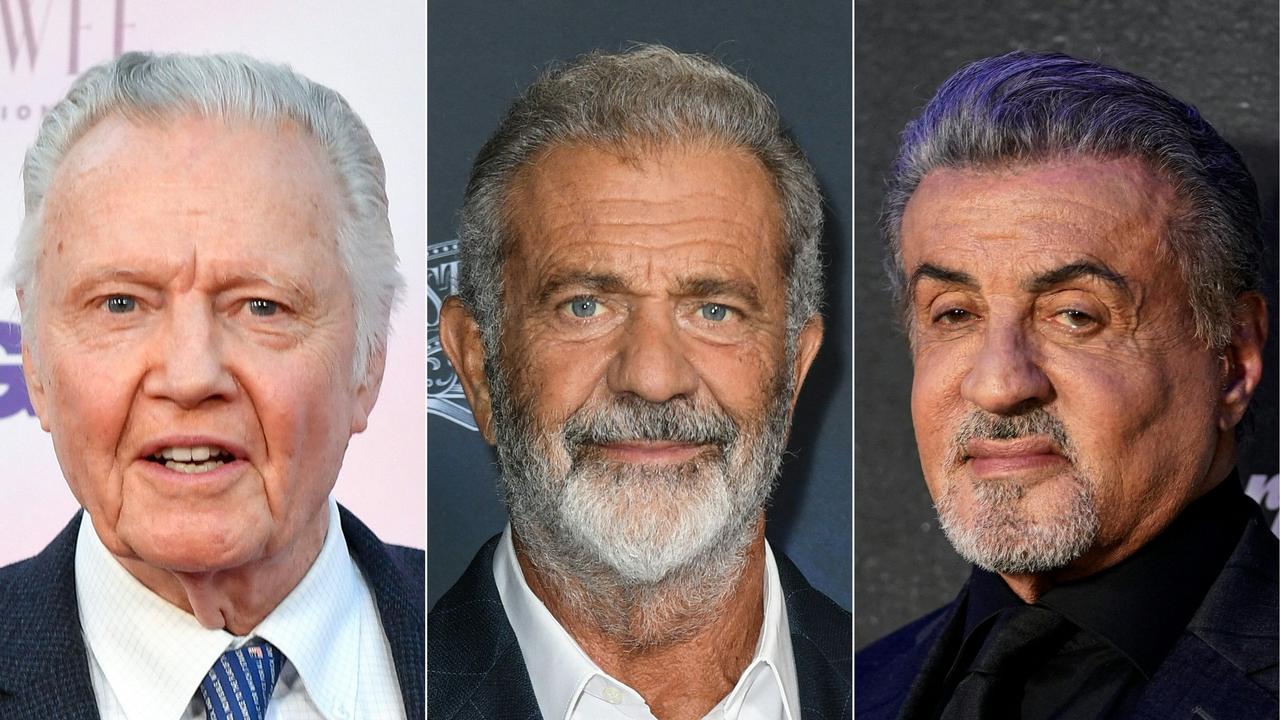 US actor Jon Voight, US actor and filmmaker Mel Gibson and US actor Sylvester Stallone.