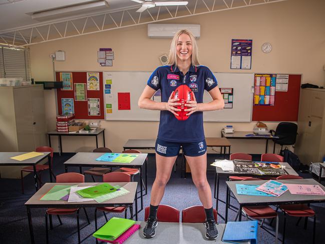 Greensborough Secondary College captain and first AFLW draft pick Gabby Newton has just finished her VCE. Picture: Jason Edwards