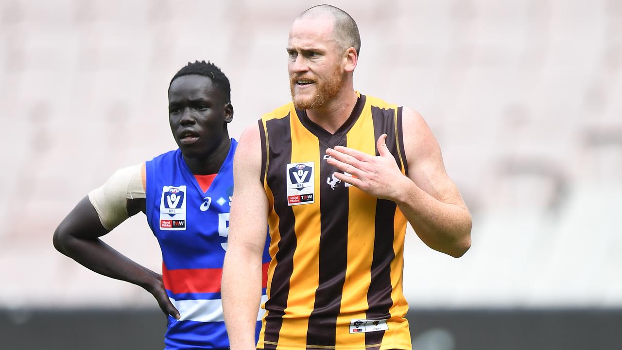 The tension between Roughead and Lewis lifted when the legend enjoyed his time in the VFL. Picture: AAP