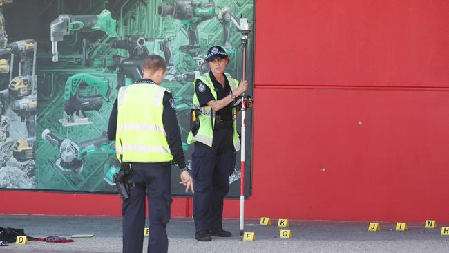 The scene at Zone Underwood Shopping Centre in Logan where a business owner pinned a teenager to the wall with his car on October, 2020. Picture: Annette Dew