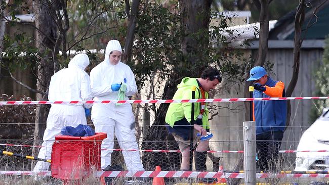 Workers at the Meredith chicken farm go through a cleaning station before entering the farm. Picture: Mike Dugdale