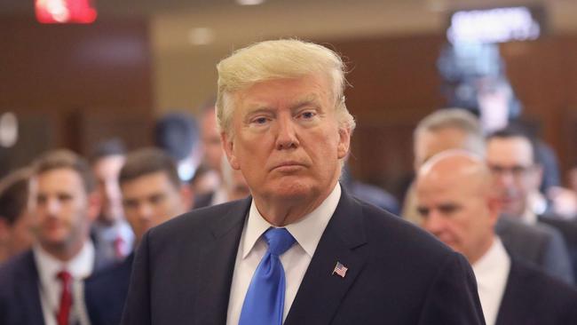 US President Donald Trump leaves the United Nations after his speech in New York. Picture: John Moore/Getty Images/AFP