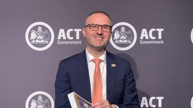 ACT Chief Minister and Treasurer Andrew Barr says the story of the 2022-23 budget is “investing in the future”. Picture: Julia Kanapathippillai