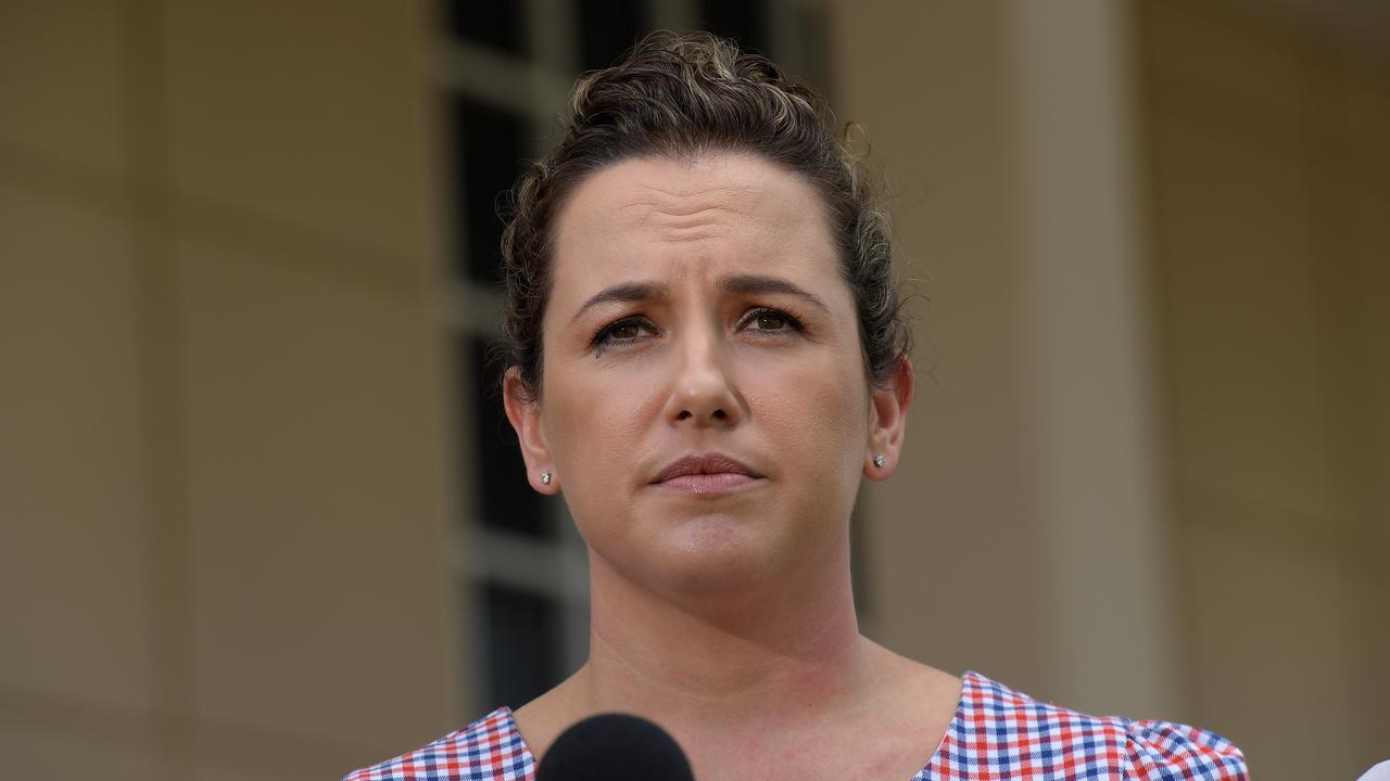 Opposition leader Lia Finocchiaro fronts the press following new alcohol restrictions for remote communities. Picture: (A)manda Parkinson