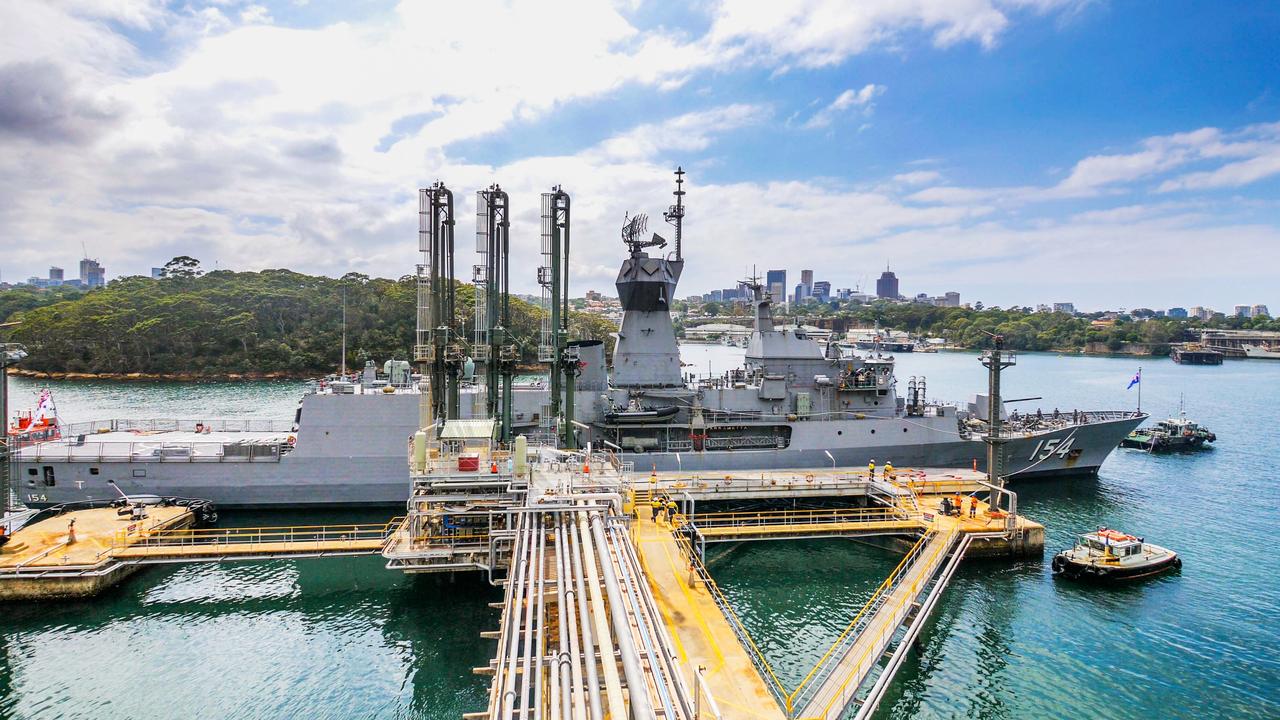 An Australian Defence Force vessel refuelling at Viva Energy's Gore Bay Terminal.