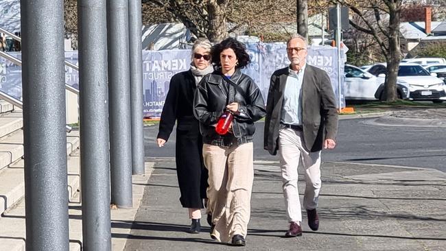 Mr Swale and his family attend court on Wednesday for the last day of the committal hearing. Picture: NewsWire/ Liam Beatty