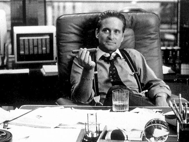 Actor Michael Douglas as Gordon Gecko in the 1987 film Wall Street. Picture: Supplied