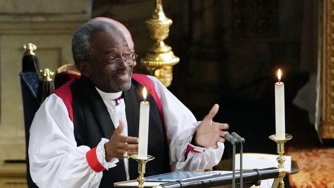 Bishop Michael Bruce Curry was a cat amongst the pigeons. Picture: AFP