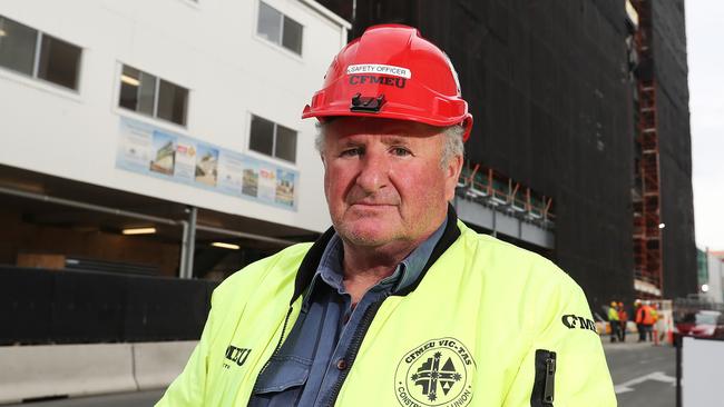 Kevin Harkins, CFMEU official, at the Royal Hobart Hospital construction site where it is alleged Chinese workers are unhappy because they are being underpaid. Picture: NIKKI DAVIS-JONES