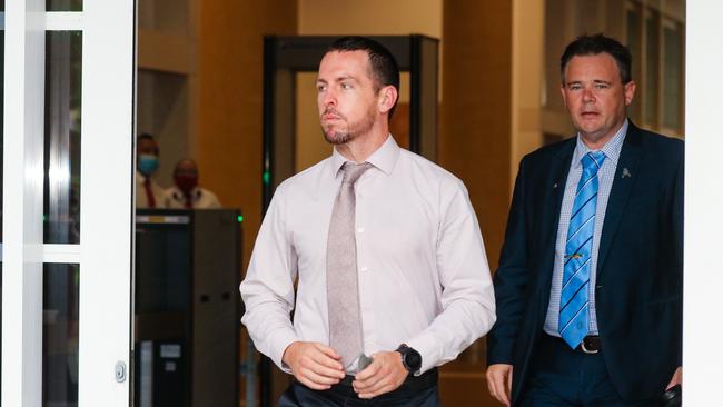 Zachary Rolfe leaves the NT Supreme Courtin Darwin. Picture: Glenn Campbell