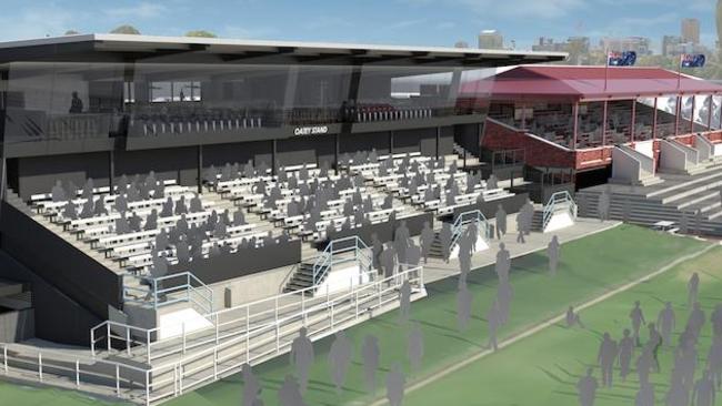 An artist’s impression of a revamped Unley Oval grandstand.