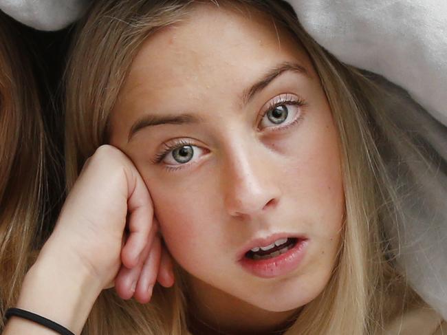 the push for perfection is mucking with teensÕ sleep patterns. Study sisters Greta 14 and Ally 16 finding it hard to balance between lots of study and getting enough sleep.   Picture: David Caird