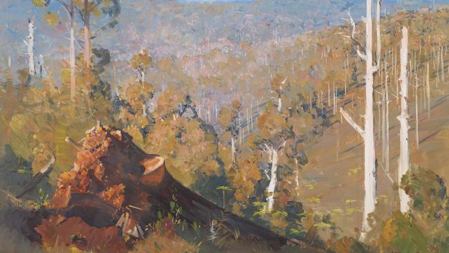 Detail: Arthur Streeton, The vanishing forest 1934. On loan to the Art Gallery of Ballarat from the Estate of Margery Pierce