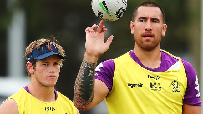 Nelson Asofa-Solomona spinning the Steeden at training. Picture: Getty