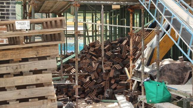 SUNDAY TELEGRAPH - Pictured is a construction site in Marsden Park today where bricks collapsed from some scaffolding and trapped a worker who was rescued by emergency services. Picture: Tim Hunter.