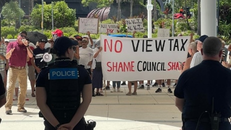 View Tax protest outside the Evandale Chambers at the Gold Coast City Council.